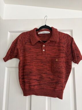 Alix of Bohemia Red Marled Knit Polo sz S